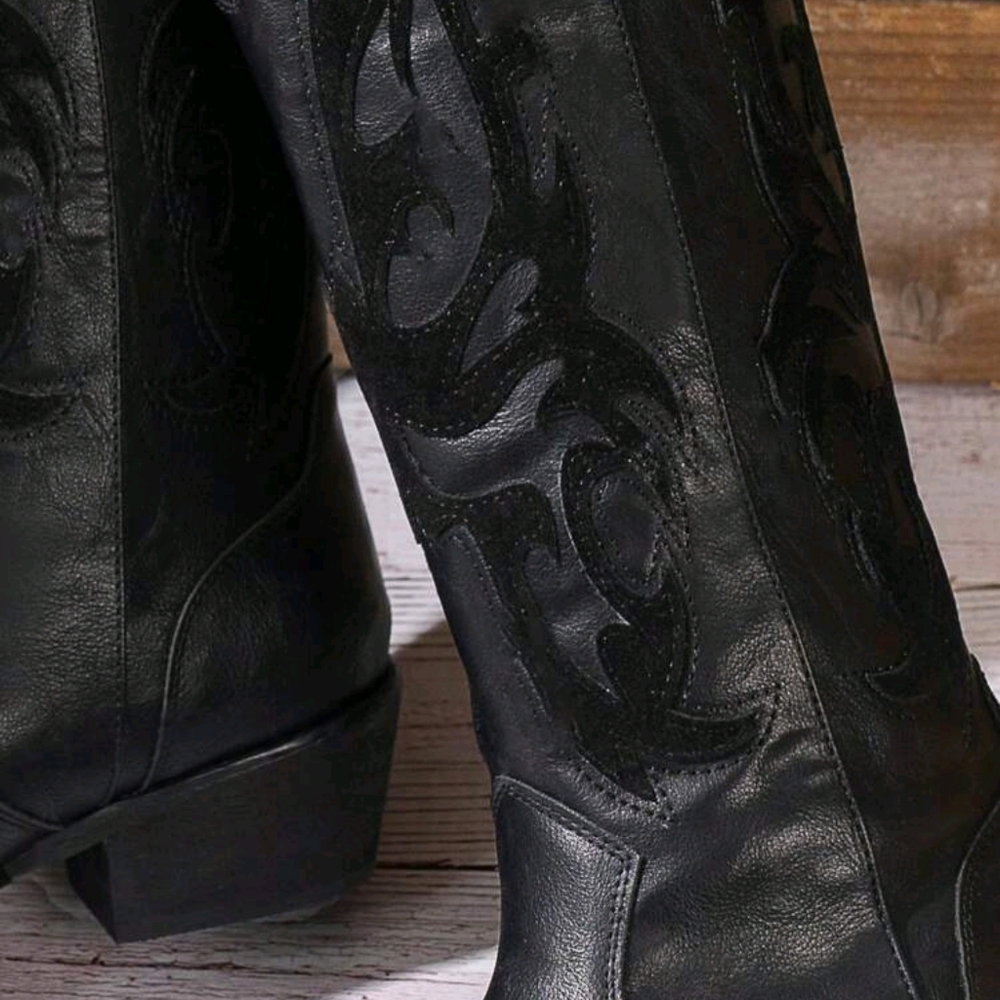 Women's Fashionable Vintage Autumn Embroidered Western Cowboy Boots - Picture 4 of 8